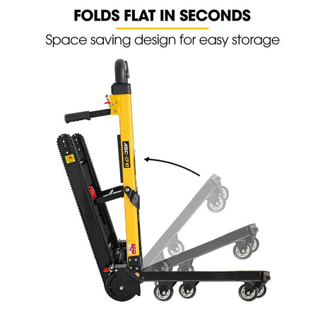 Electric stair climbing hand truck 159kg foldable in yellow