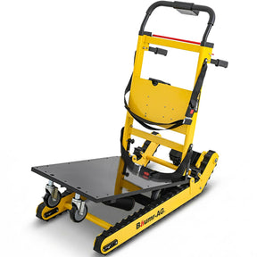 Electric stair climbing hand truck 210kg with adjustable tilt in yellow