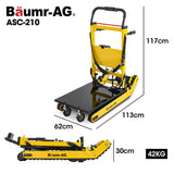 Electric stair climbing hand truck 210kg with adjustable tilt in yellow