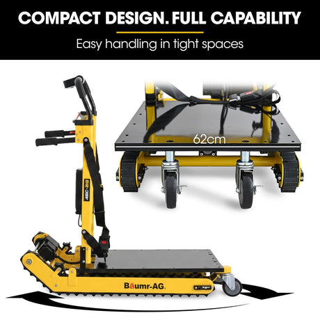 Electric stair climbing hand truck 210kg with adjustable tilt in yellow