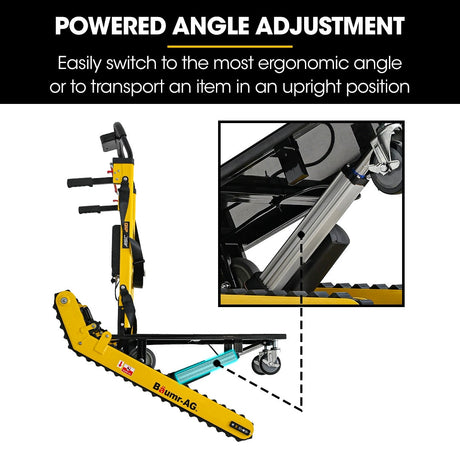 Electric stair climbing hand truck 210kg with adjustable tilt in yellow