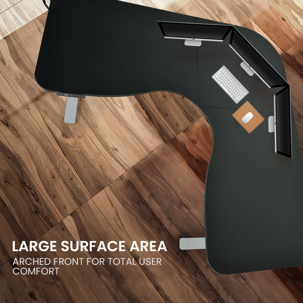 FORTIA 3-Motor Electric Sit-Stand Corner Desk 120kg Load Walnut White or Black — Allure Home Collections