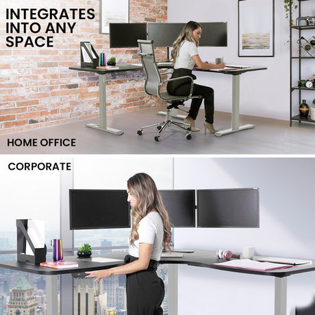 FORTIA 3-Motor Electric Sit-Stand Corner Desk 120kg Load Walnut White or Black — Allure Home Collections