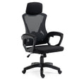 Pemberton ergonomic black mesh office chair with adjustable lumbar support and swivel base in a home office