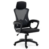 Pemberton ergonomic black mesh office chair with adjustable lumbar support and swivel base in a home office