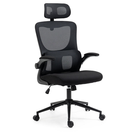 Harvey black ergonomic mesh office chair with headrest