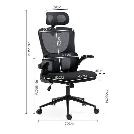 Harvey black ergonomic mesh office chair with headrest