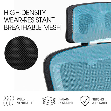 Harvey black ergonomic mesh office chair with headrest