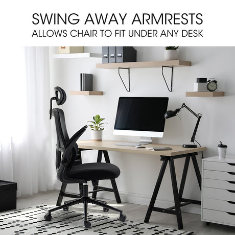 Harvey black ergonomic mesh office chair with headrest