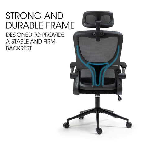 Harvey black ergonomic mesh office chair with headrest