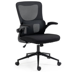 Brookton black ergonomic mesh office chair with adjustable recline in a home office