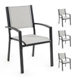 Shelly Beach outdoor dining chairs in powder coated steel with breathable mesh 4pcs