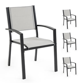 Shelly Beach outdoor dining chairs in powder coated steel with breathable mesh 4pcs