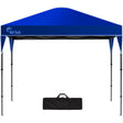 Navy blue 3.6 x 2.2 m folding gazebo set up outdoors, front view