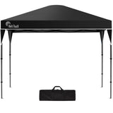Black 3.6 x 2.2 m folding gazebo set up outdoors, front view