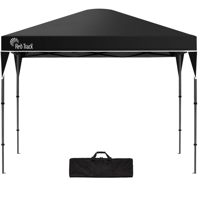 Black 3.6 x 2.2 m folding gazebo set up outdoors, front view