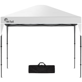 White 3.6 x 2.2 m folding gazebo set up outdoors, front view
