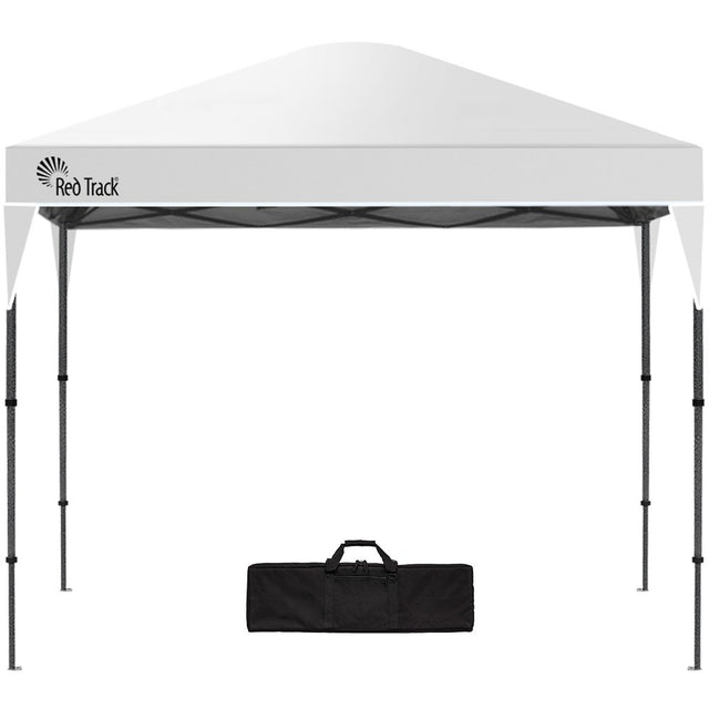 White 3.6 x 2.2 m folding gazebo set up outdoors, front view