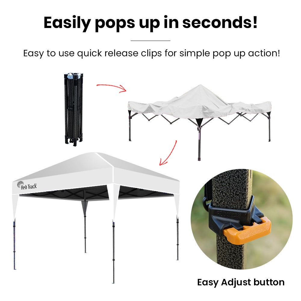 White folding gazebo shading an outdoor wedding or market style setup