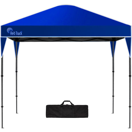 Navy blue 3 x 3 m folding gazebo set up outdoors, front view