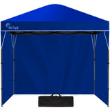 Navy blue 3 x 3 m pop up gazebo assembled outdoors with side walls fitted