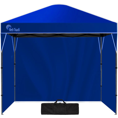 Navy blue 3 x 3 m pop up gazebo assembled outdoors with side walls fitted