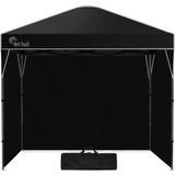 Black 3 x 3 m pop up gazebo assembled outdoors with side walls fitted