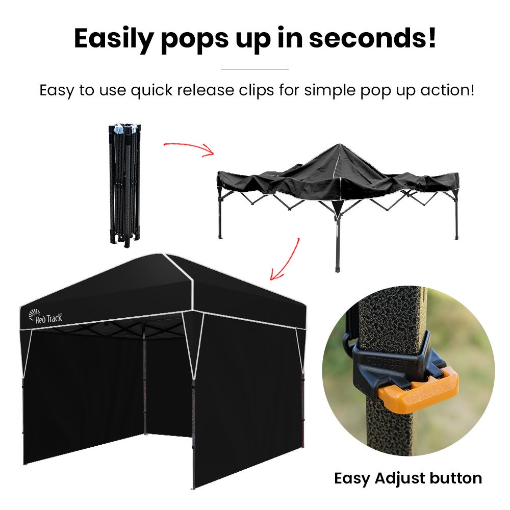 Tent peg and guy rope securing the black gazebo leg to the ground