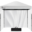White 3 x 3 m pop up gazebo assembled outdoors with three side walls fitted