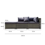 Eimeo 3 Piece 3 Seater Outdoor Corner Lounge Set, Grey Wicker