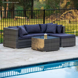 Eimeo 5 Piece 4 Seater Outdoor Corner Lounge Set, Grey Wicker