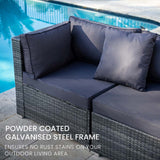 Eimeo 5 Piece 4 Seater Outdoor Corner Lounge Set, Grey Wicker