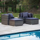 Turquoise Modular Outdoor Lounge Setting, Wicker Rattan, 4 Seater, Grey