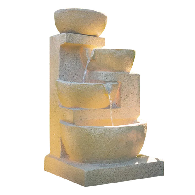 Elegant 4 Bowl Solar Fountain with LED Lights