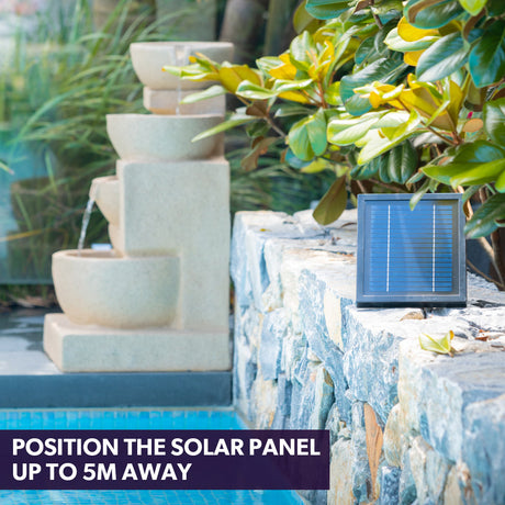 Elegant 4 Bowl Solar Fountain with LED Lights