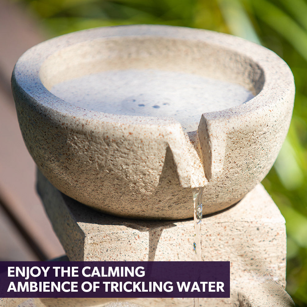 Elegant 4 Bowl Solar Fountain with LED Lights