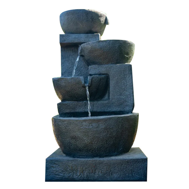 Elegant 4-Bowl Solar Fountain with LED Lights