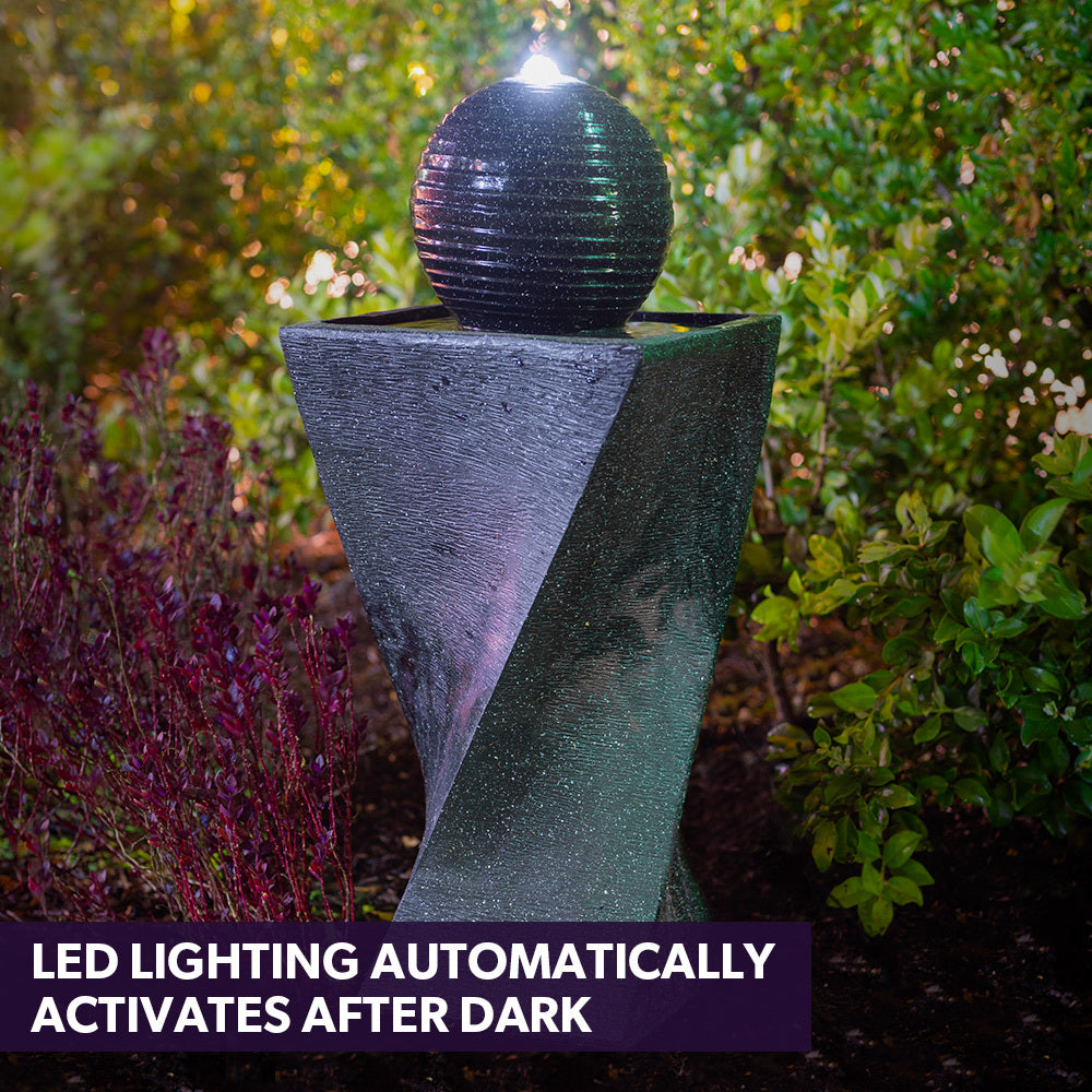 Twisted Design Solar Water Fountain with LED Lights