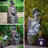 Twisted Design Solar Water Fountain with LED Lights