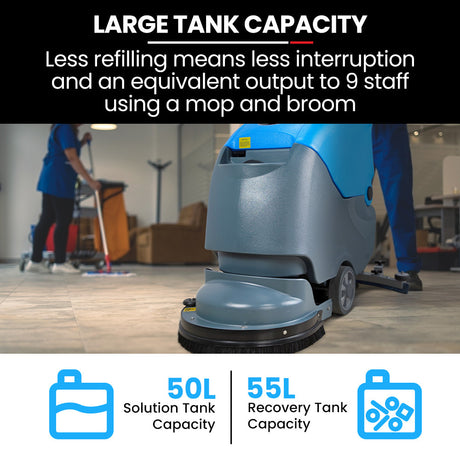 Commercial walk behind floor scrubber and dryer 490mm, view 3