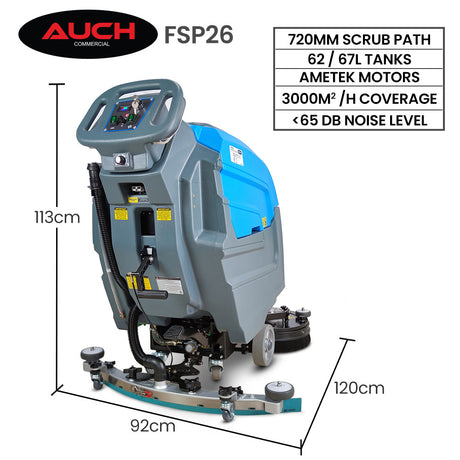 Commercial walk behind floor scrubber and dryer 720mm, view 2