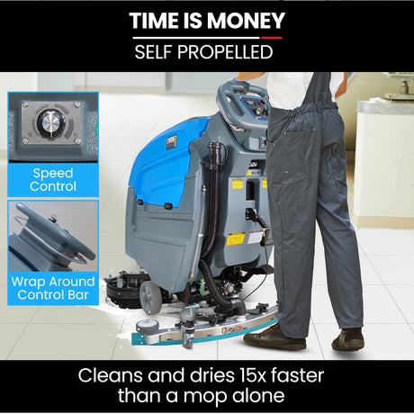 Commercial walk behind floor scrubber and dryer 720mm, view 3