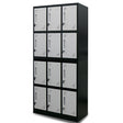 12-Door Steel Storage Locker Cabinet with Cam Locks, Black and Grey
