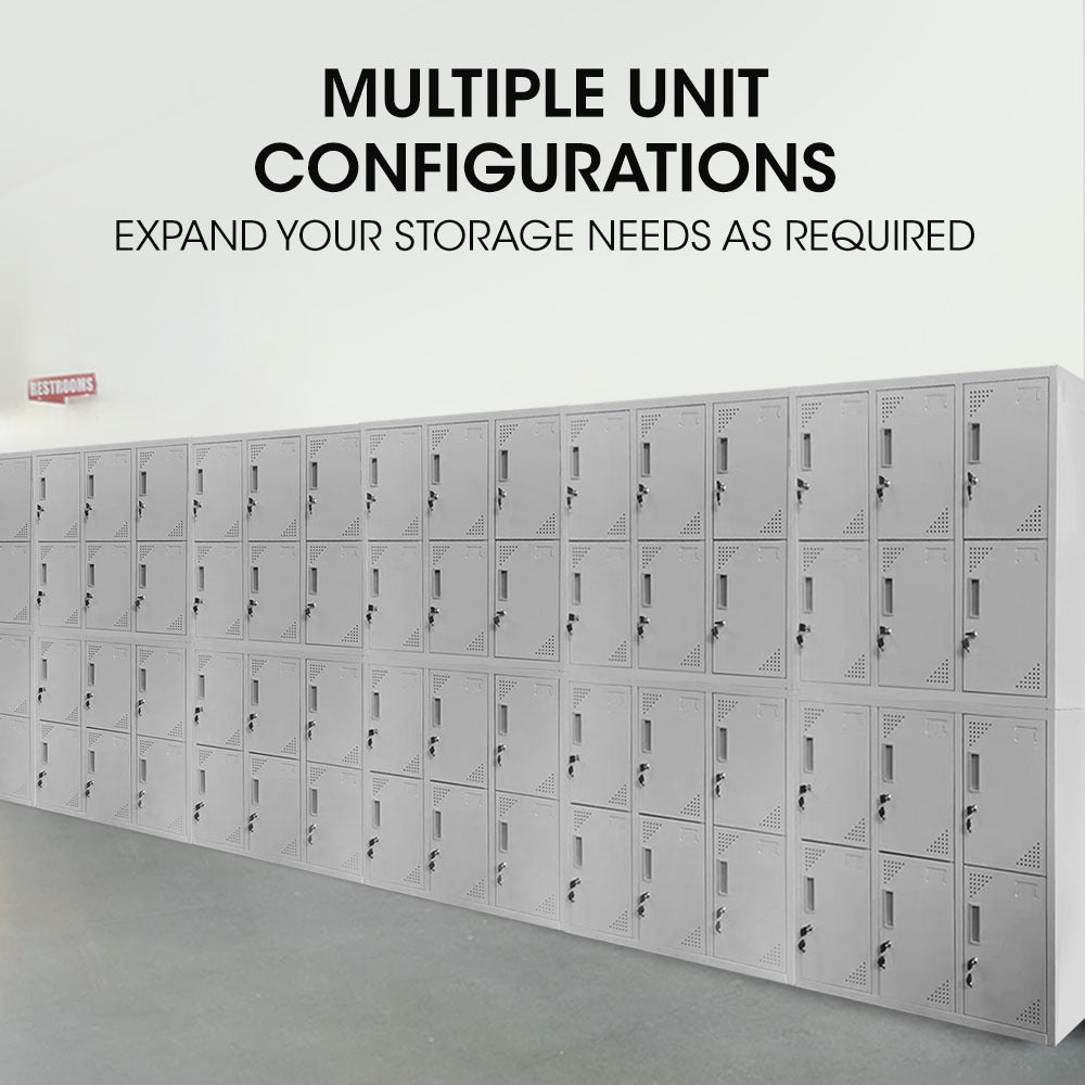 12-Door Metal Storage Locker in Light Grey - image 6