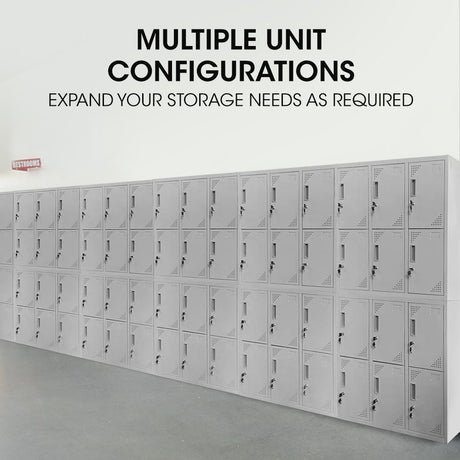 12-Door Metal Storage Locker in Light Grey - image 6