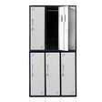 6-Door Metal Storage Locker in Black and Light Grey - image 1