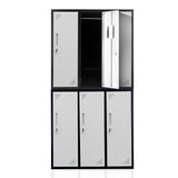 6-Door Metal Storage Locker in Black and Light Grey - image 1