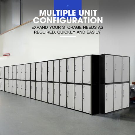 6-Door Metal Storage Locker in Black and Light Grey - image 6