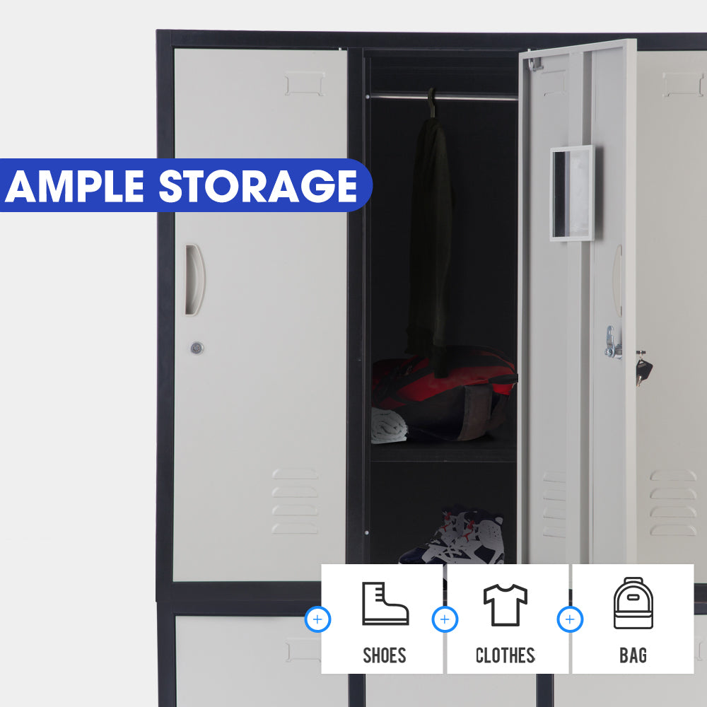 6-Door Metal Storage Locker in Black and Light Grey - image 9