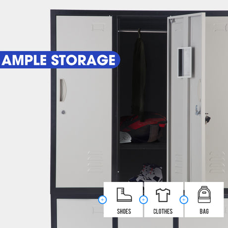 6-Door Metal Storage Locker in Black and Light Grey - image 9